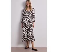 Maxikleid STREET ONE, Damen, Gr. 34, EURO-Größen, espresso braun, Stoff, 100% Viskose, gemustert, comfort fit knöchelfrei, Rundhals, Bündchen, Kleider Maxikleid, mit allover Print (85465953-34) espres