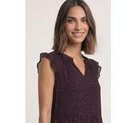 Maxikleid STREET ONE, Damen, Gr. 38, EURO-Größen, lila (rustic rouge), Web, Obermaterial: 100% Polyester, Unterkleid: 100% Modal, regular fit knöchelfrei, Rundhals, Rüschen, Kleider Maxikleid, mit all