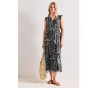 Tunikakleid STREET ONE, Damen, Gr. 38, N-Gr, schwarz-weiß (schwarz), Web, Obermaterial: 100% Polyester. Futter: 100% Modal, gemustert, figurumspielend 3/4-Länge, V-Ausschnitt, Kleider, Rockteil stufig