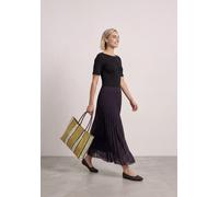 Maxikleid STREET ONE, Damen, Gr. 40, EURO-Größen, lila (rustic rouge), Web, 48% Baumwolle, 47% Modal, 5% Elasthan, unifarben, comfort fit knöchelfrei, U-Boot-Ausschnitt, normaler Saum, Kleider Maxikle