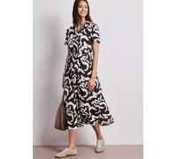 Maxikleid STREET ONE, Damen, Gr. 42, EURO-Größen, espresso braun, Stoff, 100% Viskose, gemustert, normal knöchelfrei, V-Ausschnitt, Bündchen, Kleider Maxikleid, aus Viskose (53155209-42) espresso brau