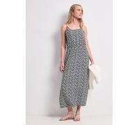 Maxikleid STREET ONE, Damen, Gr. 44, EURO-Größen, tiefblau, Stoff, 88% Viskose, 12% Polyamid, bedruckt, regular fit knöchelfrei, Rundhals, abgesteppt, Kleider Maxikleid, aus Viskose (37679754-44) tief