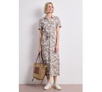 Maxikleid STREET ONE, Damen, Gr. 44, EURO-Größen, timeless beige, Stoff, 100% Viskose, gemustert, normal knöchelfrei, V-Ausschnitt, Bündchen, Kleider Maxikleid, aus Viskose (22061012-44) timeless beig