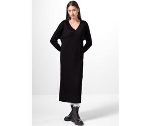 Maxikleid STREET ONE STUDIO, Damen, Gr. 36, EURO-Größen, schwarz, Web, 50% Baumwolle, 50% Polyacryl, unifarben, gerade lang, V-Ausschnitt, Bündchen, Kleider Maxikleid, soft und trageangenehm (22214850