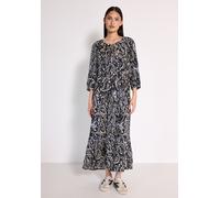 Street One Studio Damen F144572 Gemustertes Volant-Kleid, Dark Void Blue, 44