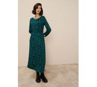 Maxikleid TAMARIS "aus elastischer Viskosemischung, taillierte Passform", Damen, Gr. 34, N-Gr, grün (petrol, schwarz gemustert), Jersey, Obermaterial: 95% Viskose, 5% Elasthan, gemustert, figurbetont