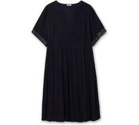 Maxikleid SHEEGO "Maxikleid", Damen, Gr. 44, Normalgrößen, blau (tiefblau), Web, 100% Viskose, unifarben, lang, V-Ausschnitt, Kleider Maxikleid (45373465-44) tiefblau
