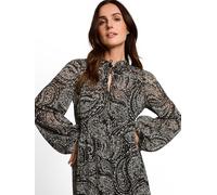 Maxikleid TOM TAILOR "Loose maxi", Damen, Gr. 46, N-Gr, Langarm, Web, schwarz-weiß (schwarz paisley), Web, Obermaterial: 100% Polyester. Futter: 100% Viskose, Paisley, bedruckt, bequem lang, Rundhals,