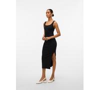 Maxikleid VERO MODA "VMCHLOE SL 7/8 DRESS JRS GA NOOS", Damen, Gr. L, N-Gr, schwarz, Jersey, Obermaterial: 95% Baumwolle, 5% Elasthan, unifarben, slim fit knöchellang, U-Boot-Ausschnitt, Kleider Maxik