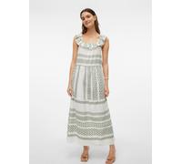 Maxikleid VERO MODA "VMDICTHE SL ANKLE DRESS WVN GA", Damen, Gr. S, N-Gr, grün, Obermaterial: 100% Baumwolle, gemustert, regular fit knöchellang, V-Ausschnitt, Kleider Maxikleid, Sommerkleid (66420613