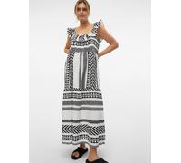 Maxikleid VERO MODA "VMDICTHE SL ANKLE DRESS WVN GA", Damen, Gr. XS, N-Gr, schwarz, Obermaterial: 100% Baumwolle, gemustert, regular fit knöchellang, V-Ausschnitt, Kleider Maxikleid, Sommerkleid (9466