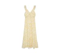 Maxikleid VERO MODA "VMDICTHE SL FRILL ANKLE DRESS WVN GA", Damen, Gr. S, N-Gr, golden haze aop:small loa, Web, Obermaterial: 100% Baumwolle, bedruckt, regular fit knöchellang, V-Ausschnitt, Kleider M