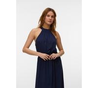 Maxikleid VERO MODA "VMEASY JOY S/L LONG HALTERNECK DRESS WVN", Damen, Gr. L, N-Gr, navy blazer, Web, Obermaterial: 100% Viskose, unifarben, knöchellang, Neckholder, Kleider Maxikleid, Viskose (793949
