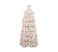 Maxikleid VERO MODA "VMFELICIA SLHALTER RUFFLE MAXI DRESS EXP", Damen, Gr. S, N-Gr, peony aop:flower, Web, Obermaterial: 100% Polyester, bedruckt, normal lang, Neckholder, Kleider Maxikleid, Kunstfase