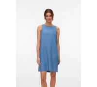 Maxikleid VERO MODA "VMFLEUR SL SHORT TENCEL DRESS GA", Damen, Gr. S, N-Gr, blau (medium blau denim), Web, Obermaterial: 100% Lyocell, unifarben, regular fit knöchellang, Kleider Maxikleid, Sommerklei