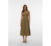 Maxikleid VERO MODA "VMVIDA SL 7/8 DRESS WVN NOOS", Damen, Gr. XS, N-Gr, mermaid, Web, Obermaterial: 79% Baumwolle, 17% Polyester, 4% Elasthan, unifarben, lang, Rundhals, Kleider Maxikleid, Baumwollmi