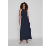 Maxikleid VILA "VIMILINA HALTERNECK MAXI DRESS - NOOS", Damen, Gr. 36, N-Gr, blau (total eclipse), Web, Obermaterial: 100% Polyester, unifarben, regular fit knöchellang, Neckholder, Kleider Maxikleid,
