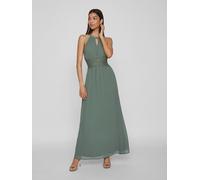 Maxikleid VILA "VIMILINA HALTERNECK MAXI DRESS - NOOS", Damen, Gr. 36, N-Gr, grün (laurel wreath detail:elastic), Web, Obermaterial: 100% Polyester, unifarben, regular fit knöchellang, Neckholder, Kle