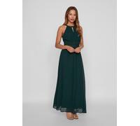 Maxikleid VILA "VIMILINA HALTERNECK MAXI DRESS - NOOS", Damen, Gr. 44, N-Gr, grün (scarab detail:elastic), Web, Obermaterial: 100% Polyester, unifarben, regular fit knöchellang, Neckholder, Kleider Ma