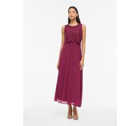 Maxikleid VILA "VIMILINA LACE DRESS - NOOS/DC", Damen, Gr. 38, N-Gr, anemone, Web, Obermaterial: 100% Polyester, unifarben, regular fit lang, Rundhals, Kleider Maxikleid (94265660-38) anemone