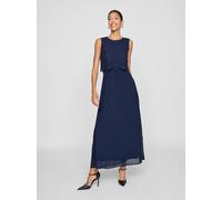 Maxikleid VILA "VIMILINA LACE DRESS - NOOS/DC", Damen, Gr. 42, N-Gr, blau (navy blazer), Web, Obermaterial: 100% Polyester, unifarben, regular fit lang, Rundhals, Kleider Maxikleid, Topseller (2941943