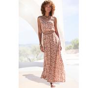 Maxikleid VIVANCE, Damen, Gr. 36, N-Gr, braun (braun, creme bedruckt), Web, Obermaterial: 100% Viskose, bedruckt, modisch, figurumspielend bodenlang, tiefer Rundhals, ohne Ärmel, Kleider, mit tiefem R