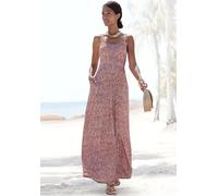 Maxikleid VIVANCE Gr. 36, N-Gr, bunt (rot, apricot, blau bedruckt) Damen Kleider Strandkleider mit grafischem Alloverdruck und Taschen, Sommerkleid, Strandkleid (46396024-36)