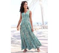 VIVANCE Maxikleid Damen türkis-rosé-creme bedruckt Gr.36