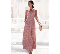 Maxikleid VIVANCE "mit grafischem Alloverdruck und Taschen", Damen, Gr. 46, N-Gr, ohne Ärmel, Jersey, bunt (rot, apricot, blau bedruckt), Jersey, Obermaterial: 100% Viskose, bedruckt, figurumspielend 
