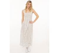 Maxikleid ZWILLINGSHERZ "Classic Dots", Damen, Gr. L/XL, N-Gr, weiß, Web, Obermaterial: 59% Viskose, 30% Baumwolle, 11% Leinen, gepunktet, knöchelfrei, ohne Ausschnitt, Kleider Maxikleid, knöchellang,