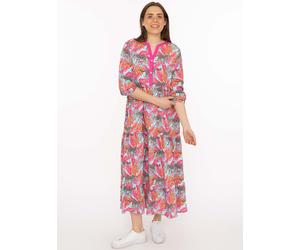 Maxikleid ZWILLINGSHERZ "Wild Jungle", Damen, Gr. L/XL, N-Gr, bunt, Obermaterial: 100% Viskose, Kleider Maxikleid, Mustermix mit Leopard, Knopfleiste und 3/4 Arm (42972356-L) bunt
