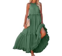 Maxikleider Damen Sommer, Sommerkleid Damen Boho Kleider Lang Ärmellose Maxikleid Neckholder Elegant Sommer Kleid Hochzeitsgast Partykleid High Waist Freizeitkleid Casual Strandkleid, M