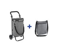 Maximex Einkaufs-Trolley Thermo & Comfort, Platzsparender Trolley mit leichtgängigen Rollen, abnehmbarer 38l Tasche, Alu-Isolierung & integrierter Regenschirmtasche, 12-fach verstellbar