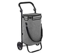 Maximex Einkaufs-Trolley Thermo & Comfort, Platzsparender Trolley mit leichtgängigen Rollen, abnehmbarer 38l Tasche, Alu-Isolierung & integrierter Regenschirmtasche, 12-fach verstellbar