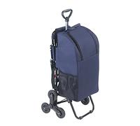 Maximex Einkaufstrolley mit Sitz – Teleskopgriff, 35 l, Aluminium, 39×103×58 cm, Silber matt