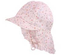 maximo - Baby Girl's Schildmütze Kurzer Nackenschutz + Band - Cap, Gr. 41 cm, rosa (Wollweiß/Blümchen)