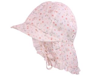maximo - Baby Girl's Schildmütze Kurzer Nackenschutz + Band - Cap, Gr. 47 cm, rosa (Wollweiß/Blümchen)