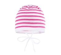 maximo Baby - Mädchen Mütze Strickmütze, Ringel 74572-338100_1, Gestreift, Gr. 45, Mehrfarbig (artikweiss-rosa nelke 123)