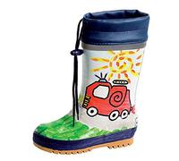 MaxiMo Babygummistiefel, Kindergummistiefel, Naturgummi dunkelmarine Motiv "Feuerwehr" gefüttert mit Stulpe, handbemalt, jeder Stiefel ein Unikat (20)