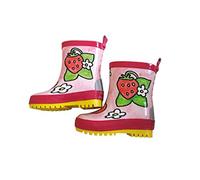 maximo Babygummistiefel, Kindergummistiefel, Naturgummi hellrot/Citrus, Motiv Erdbeere neu Futter 100% PL, handbemalt, jeder Stiefel EIN Unikat, Gr. 23