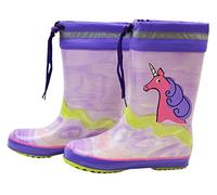MaxiMo Babygummistiefel, Kindergummistiefel, Naturgummi lavendel/pink, Motiv "Einhorn" Futter 100% PL mit Stulpe, handbemalt, jeder Stiefel ein Unikat, Gr. 20 und 21 verkürzt