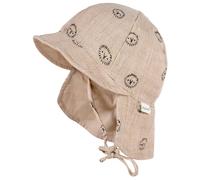maximo - Baby's Schildmütze Band Musselinstoff Nackenschutz - Cap, Gr. 39 cm, beige (Beigemeliert/Löwe)