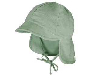 maximo - Baby's Schildmütze Band Musselinstoff Nackenschutz - Cap, Gr. 39 cm, grün (Frostgrün)