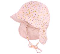 maximo - Baby's Schildmütze Band Musselinstoff Nackenschutz - Cap, Gr. 39 cm, rosa (Muschelrosa/Blümchen)