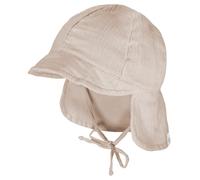 maximo - Baby's Schildmütze Band Musselinstoff Nackenschutz - Cap, Gr. 47 cm, beige (Beigemeliert)