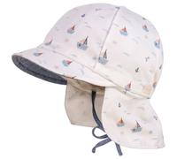 maximo - Baby's Schildmütze Band u. Nackenschutz Bedruckt - Cap, Gr. 45 cm, weiß (Boote)