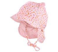 maximo - Baby's Schildmütze m. Ohren u. Nackenschutz - Cap, Gr. 45 cm, rosa (Muschelrosa/Blümchen)