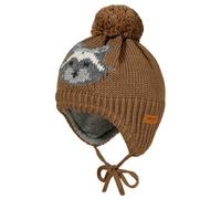 maximo - Boy-Mütze Waschbär ausgenäht mit Pompon und Futter - Mütze, Gr. 45 cm, braun (BrownMelange)