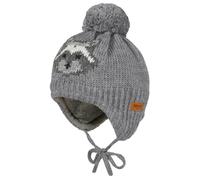 maximo - Boy-Mütze Waschbär ausgenäht mit Pompon und Futter - Mütze, Gr. 47 cm, grau (MidgreyMelange)