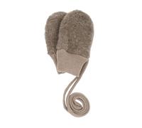 Maximo GOTS BABY-Fausthandschuhe Wollfleece ohne Daumen - 3M / braunmeliert / 100% Wolle Futter 100% Baumwolle